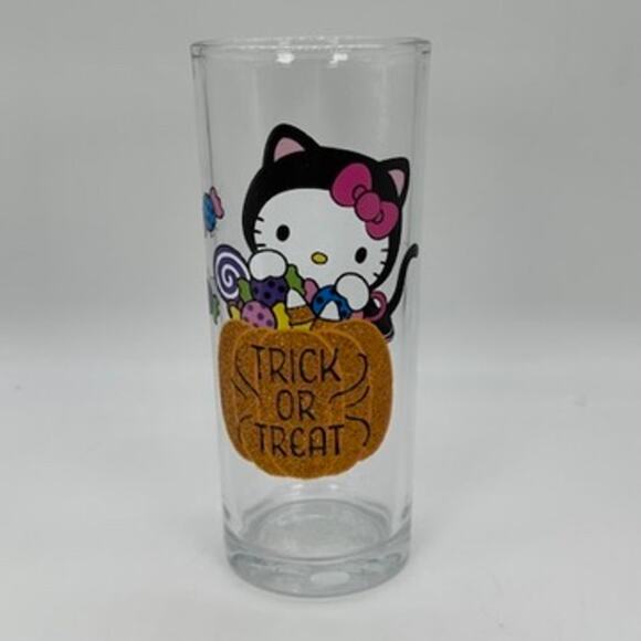 Hello Kitty Halloween Drinking Glasses Glassware Set of 4 Pumpkin Spider Cat New - Picture 4 of 13